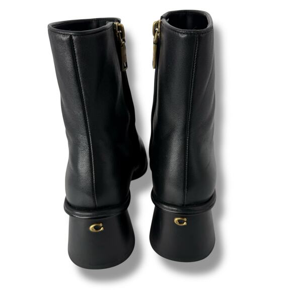 Coach Gigi Leather Booties Size 8.5 Block Heel Ankle Square Toe Boots - Picture 8 of 12